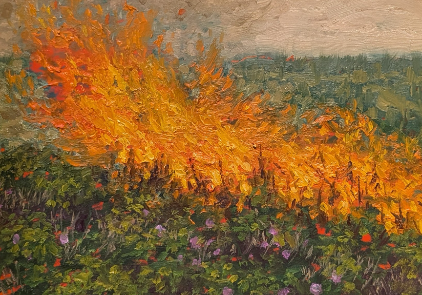 Alberta Fire Sketch, Alberta Canada, Oil on Canvas, 8